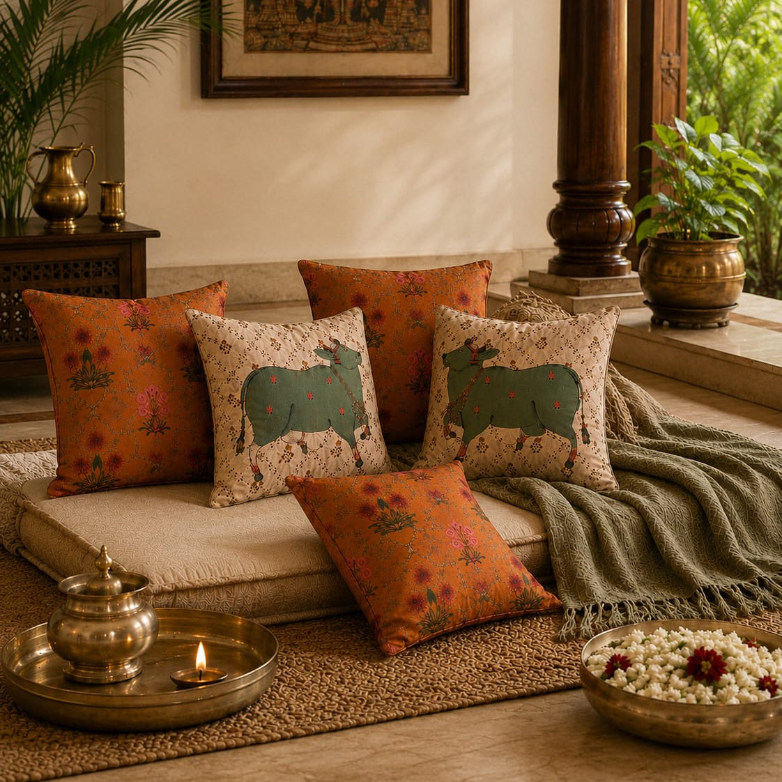 The Nandi Collection – Hand Embroidered Cushion Covers – Set of 5