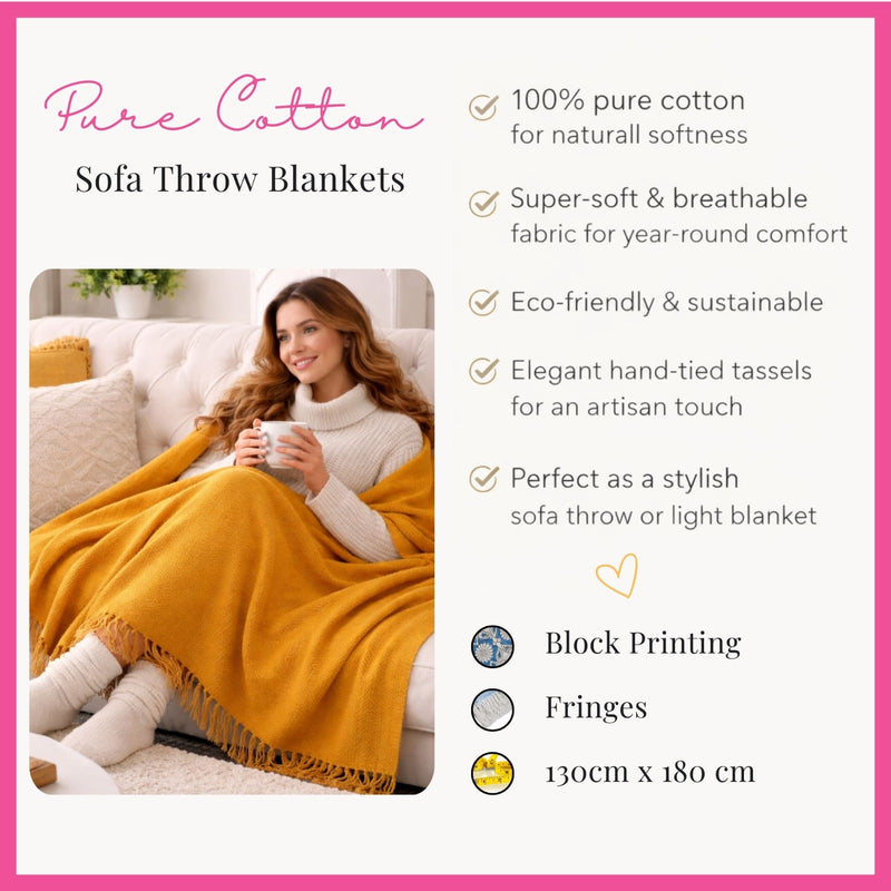 Mustard Herringbone Textured Throw