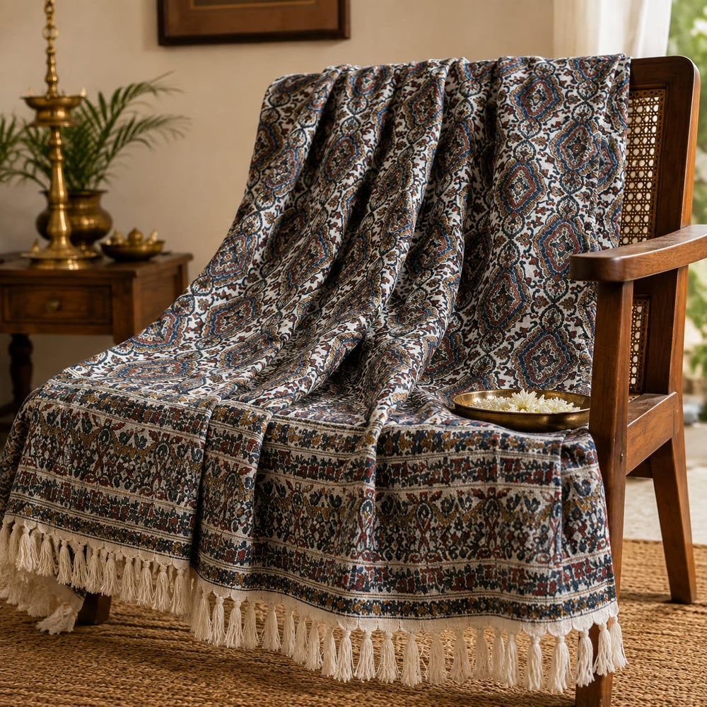 Hand Block Printed Cotton All-Season Throw