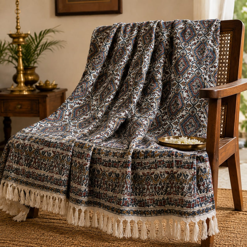 Hand Block Printed Cotton All-Season Throw