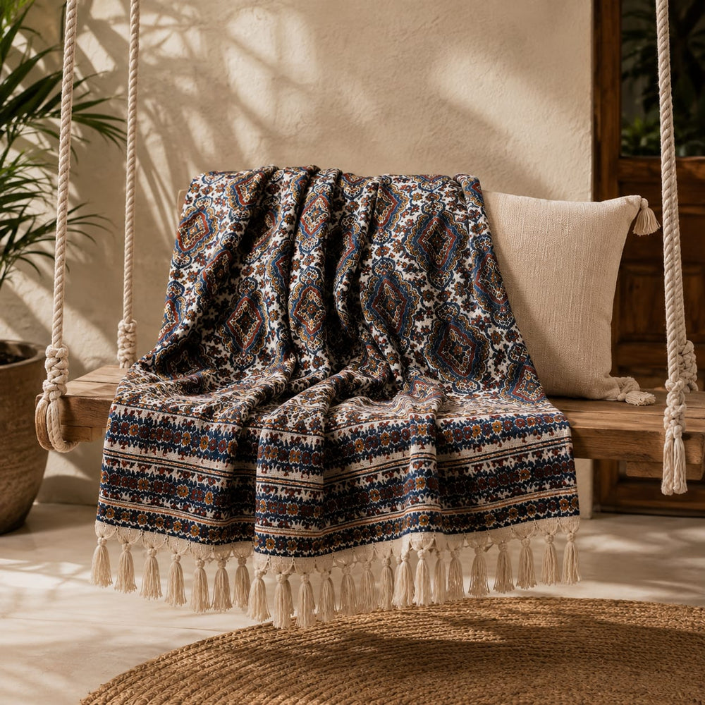 Hand Block Printed Cotton All-Season Throw