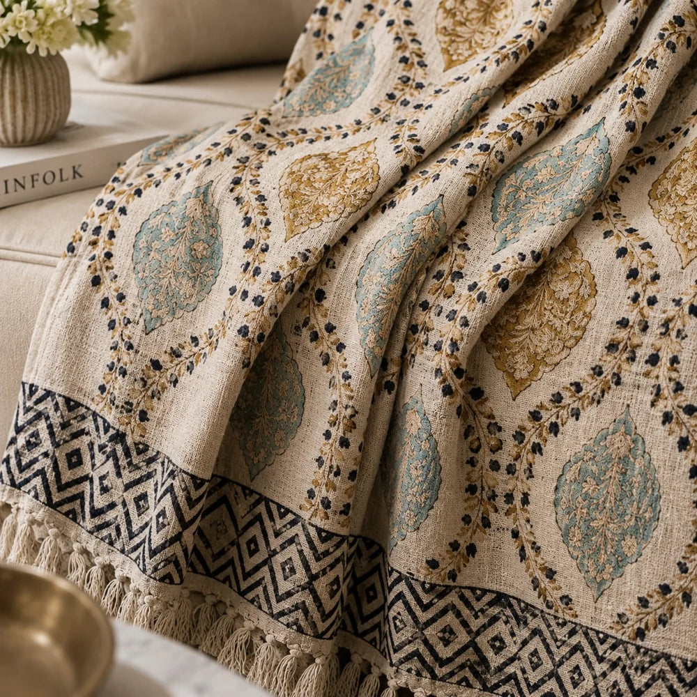 The Artisan Luxe Gift Set – Statement Throw with 2 Fringed Cushions