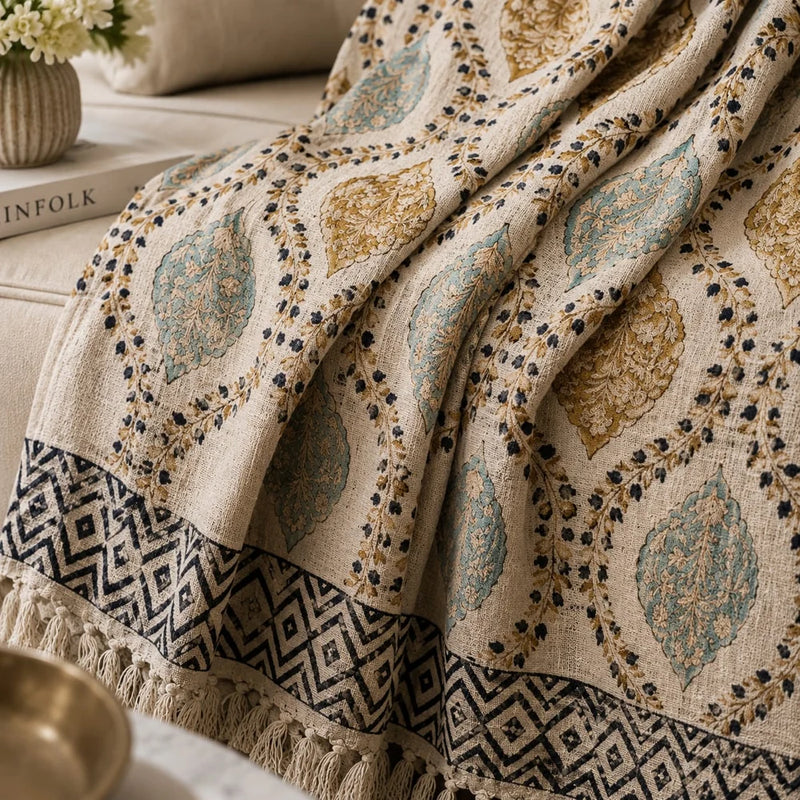 The Artisan Luxe Gift Set – Statement Throw with 2 Fringed Cushions