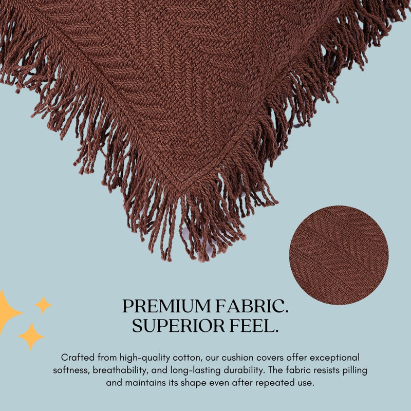 Chocolate Brown Herringbone Cushion Covers – Set of 2