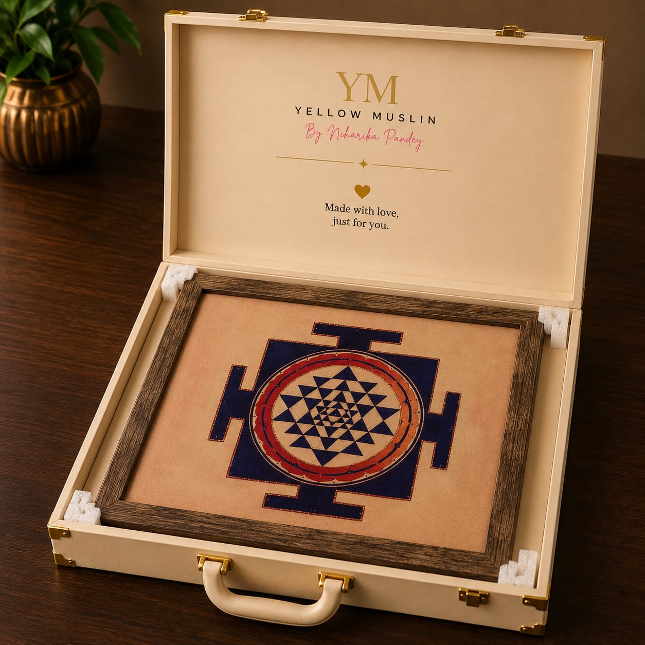 Sacred Shree Yantra – Indigo & Vermilion