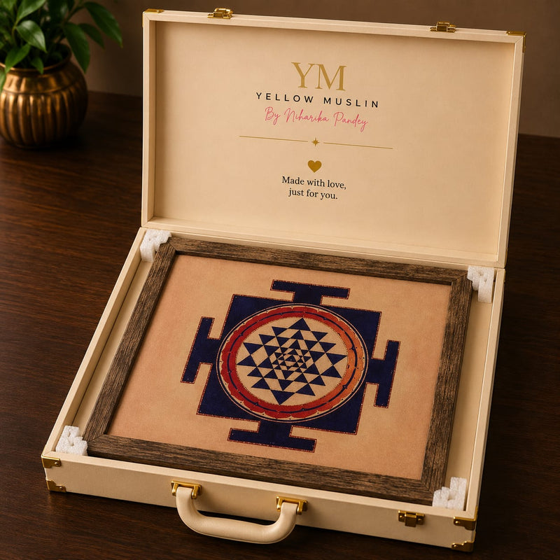 Sacred Shree Yantra – Indigo & Vermilion