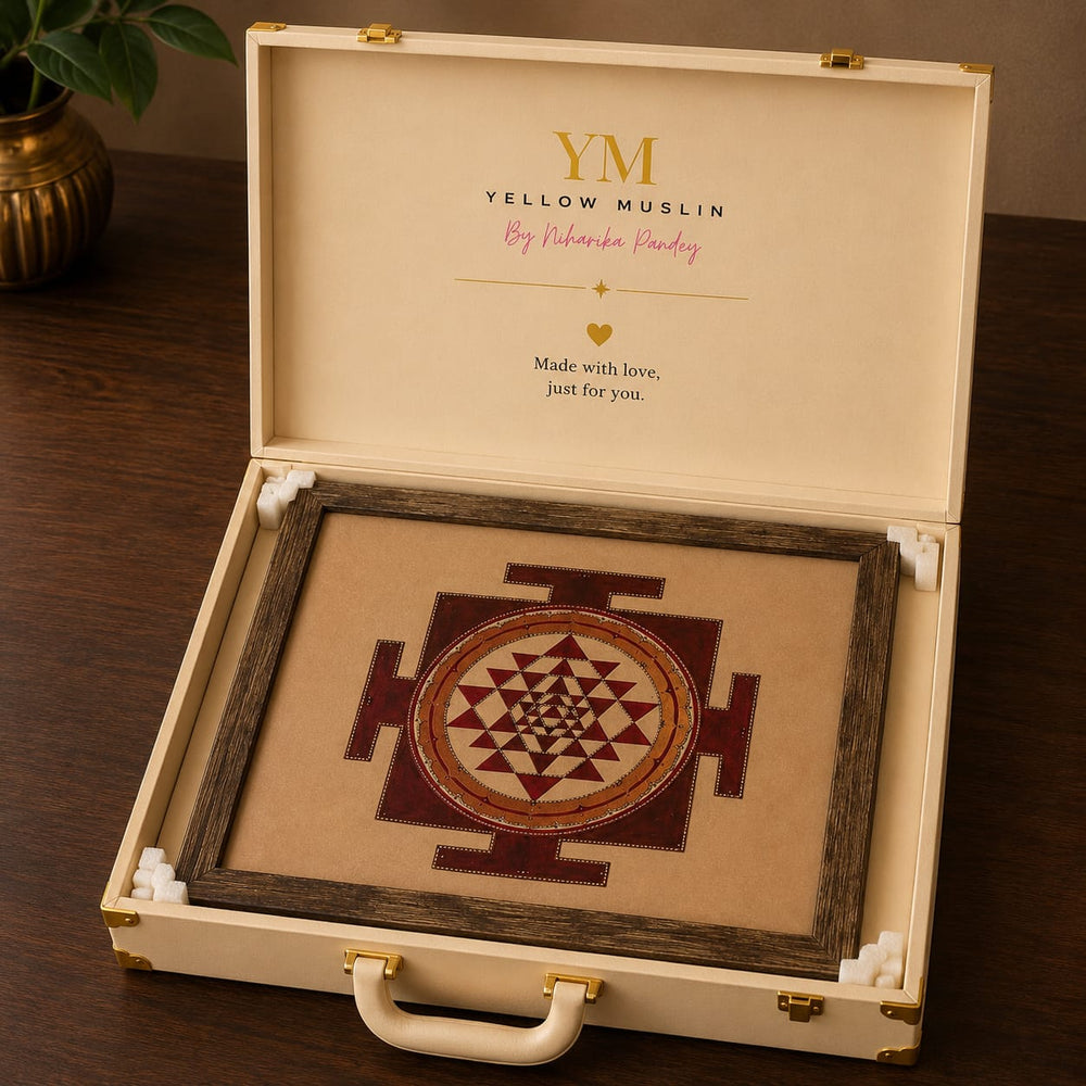 Burgundy Heritage Hand Embroidered Shree Yantra