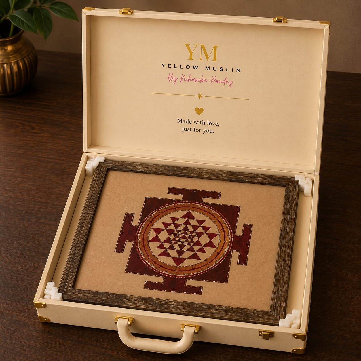 Burgundy Heritage Hand Embroidered Shree Yantra