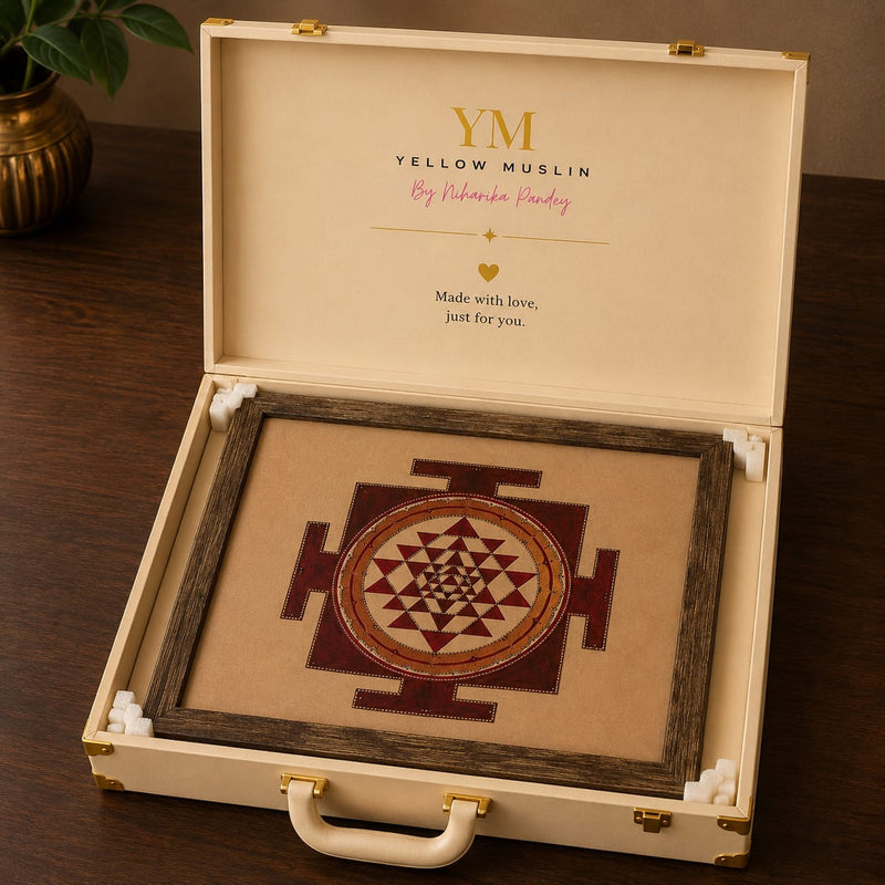 Burgundy Heritage Hand Embroidered Shree Yantra