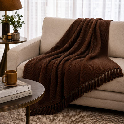 Cocoa Herringbone Throw