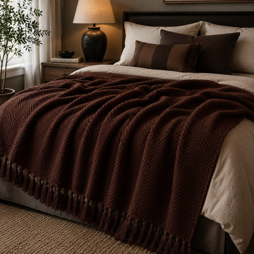 Cocoa Herringbone Throw
