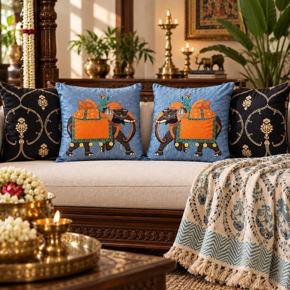 Royal Elephants – Designer Cushion Collection The Palace Edit – Set of 5