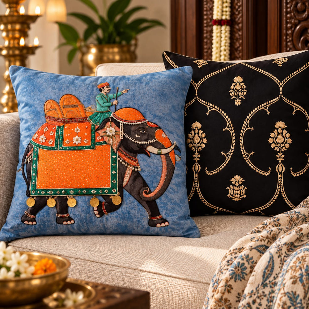 Royal Elephants – Designer Cushion Collection The Palace Edit – Set of 5