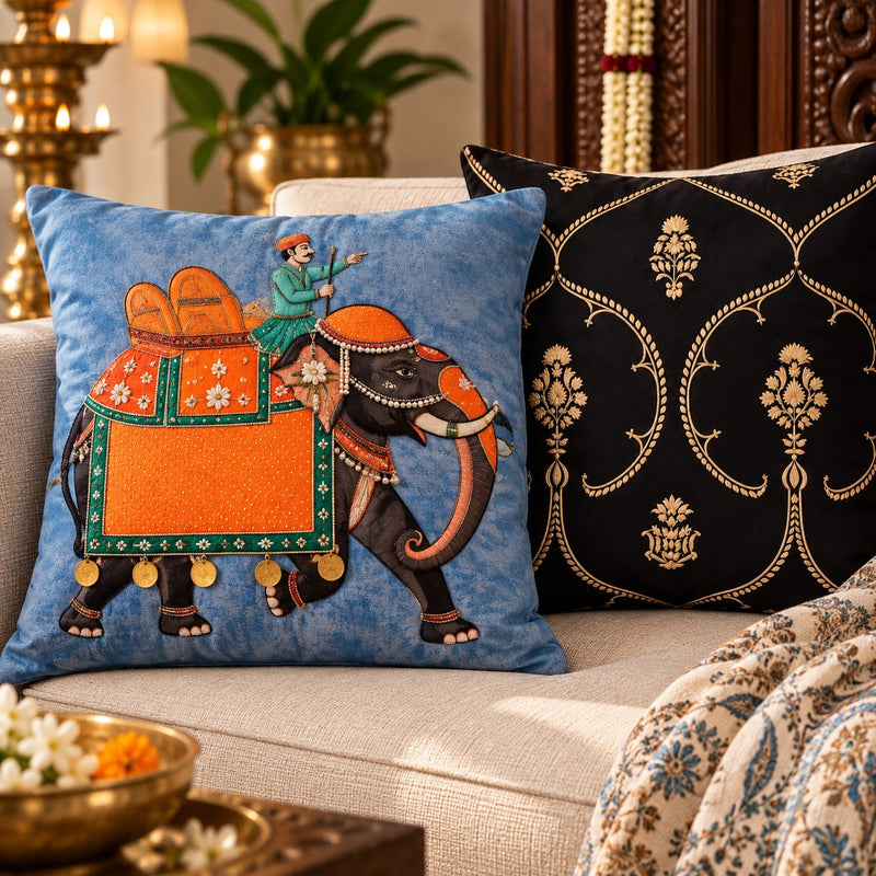 Royal Elephants – Designer Cushion Collection The Palace Edit – Set of 5