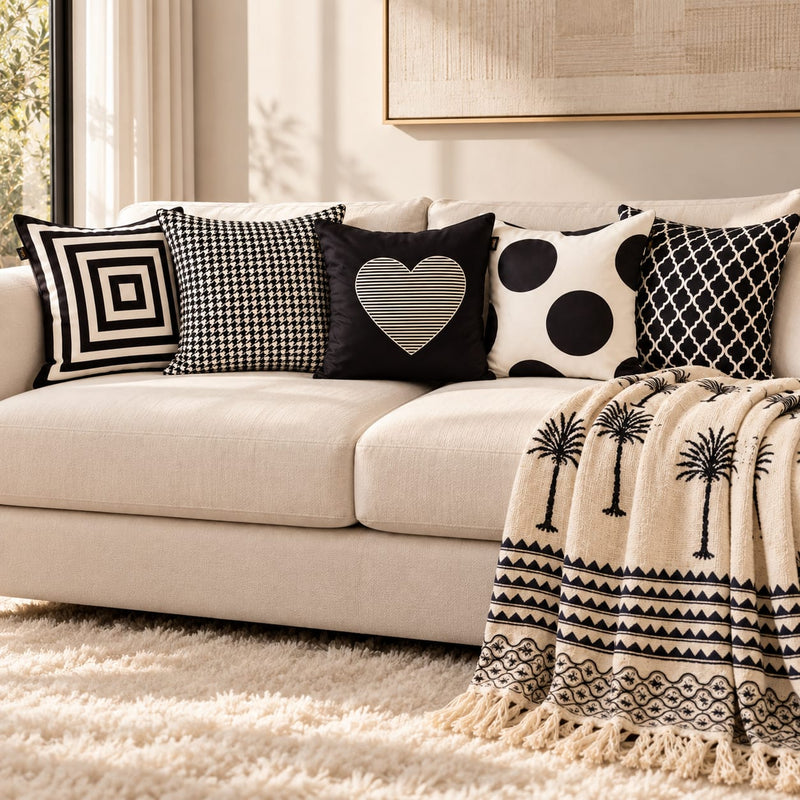 The Monochrome Edit – Designer Cushion Collection – Set of 5