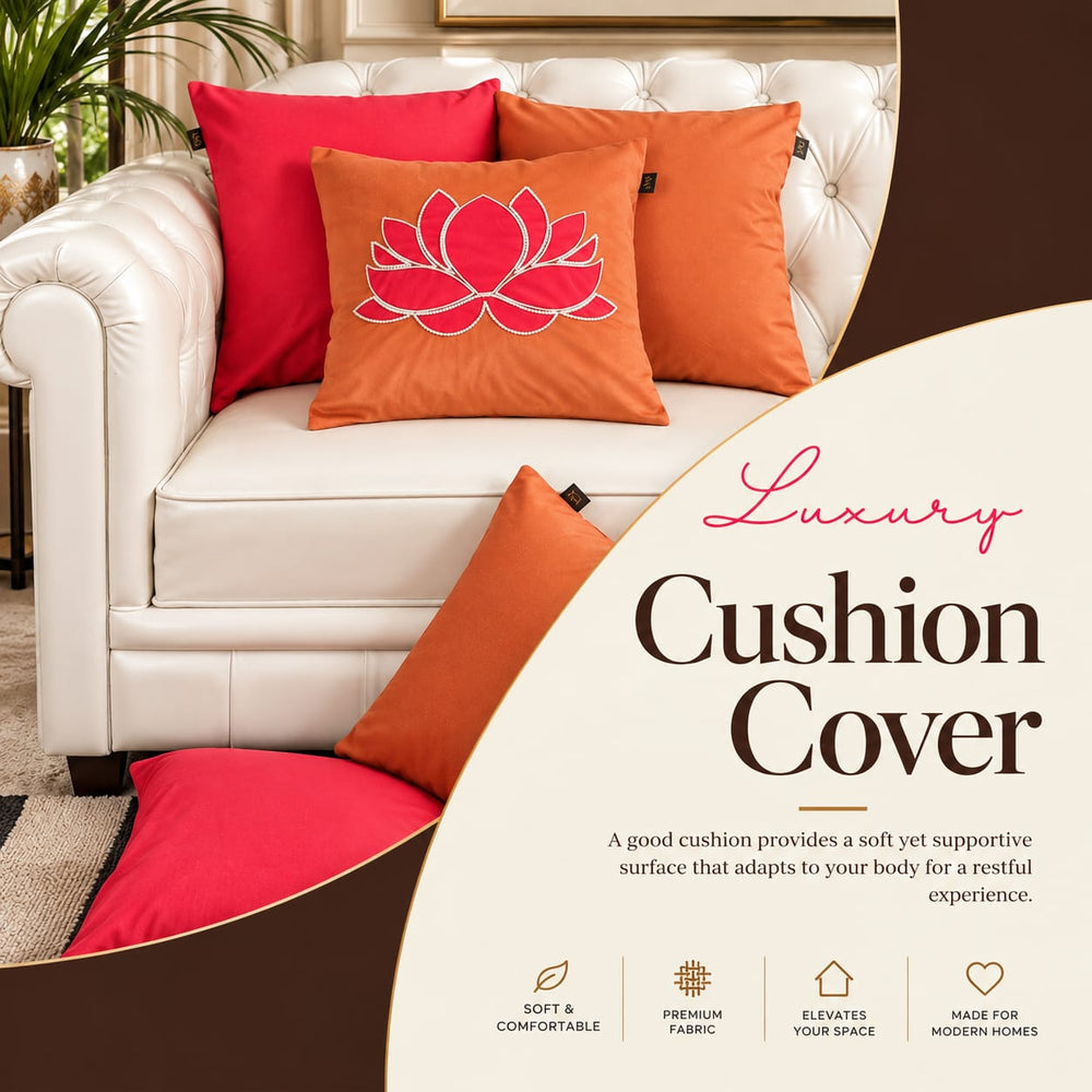 Lotus Grace Hand Embroidered Cushion Covers – Set of 5