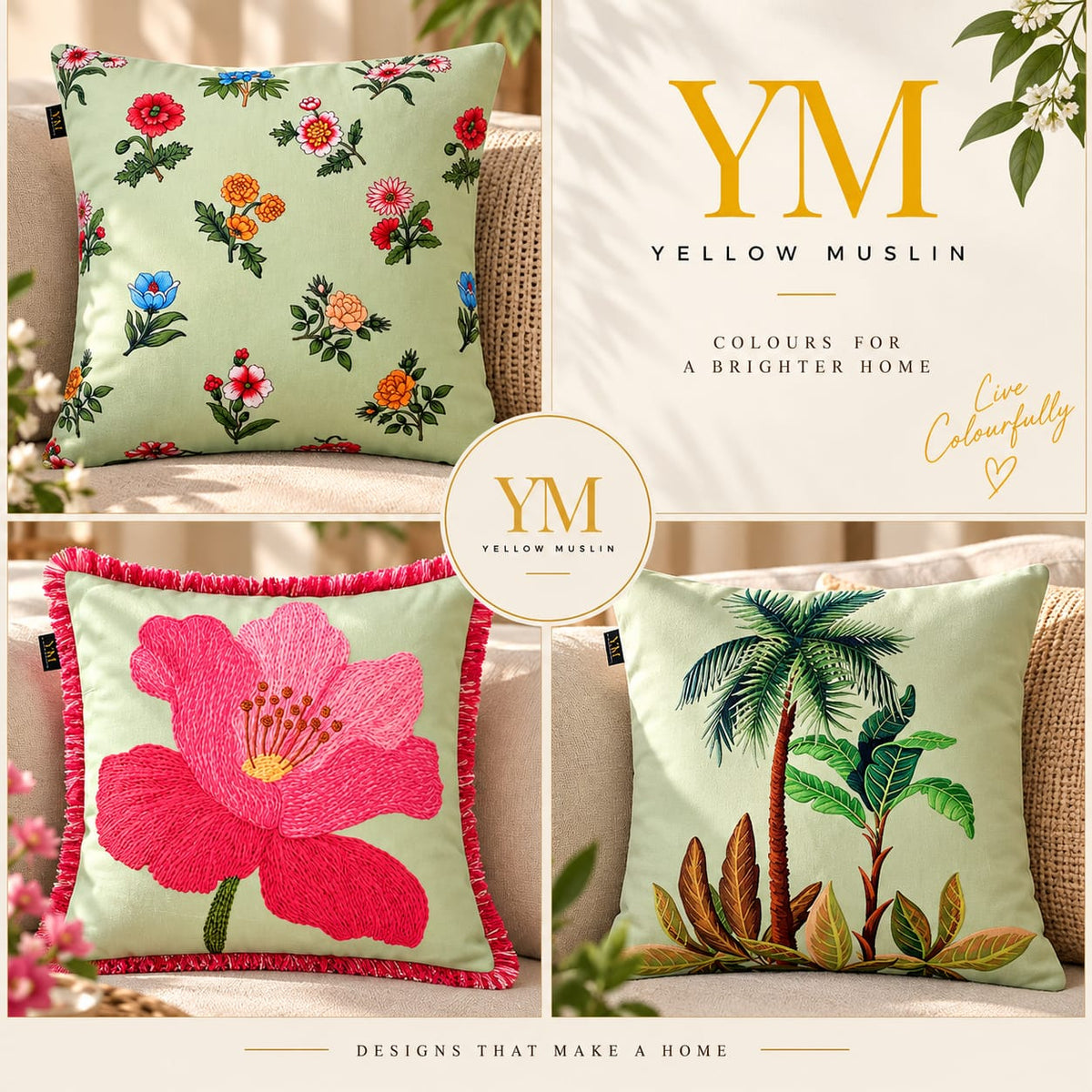 The Garden Bloom Edit – Cushion Collection – Set of 5