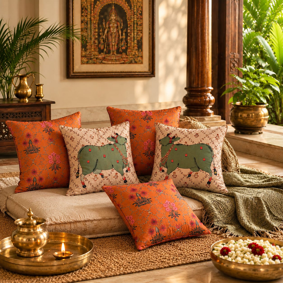 The Nandi Collection – Hand Embroidered Cushion Covers – Set of 5
