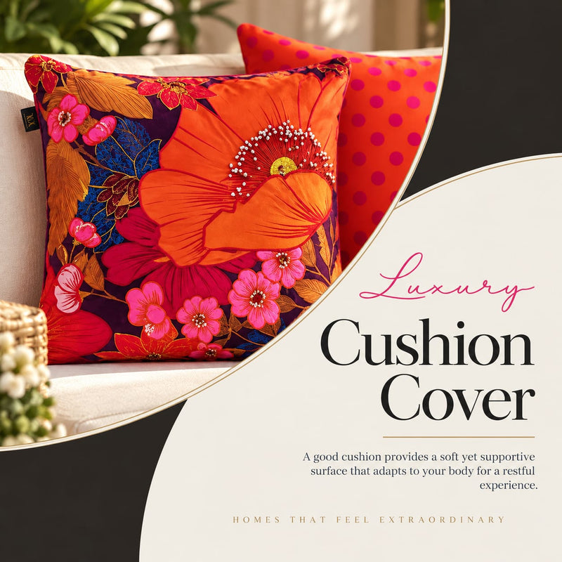 Retro Botanica Hand Embroidered Cushion Covers – Set of 5