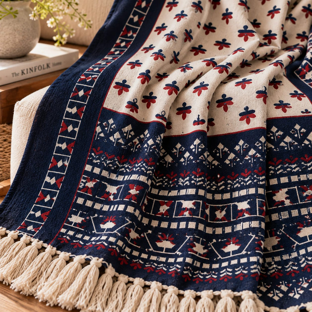 Indigo Folk Heritage Hand Printed Throw