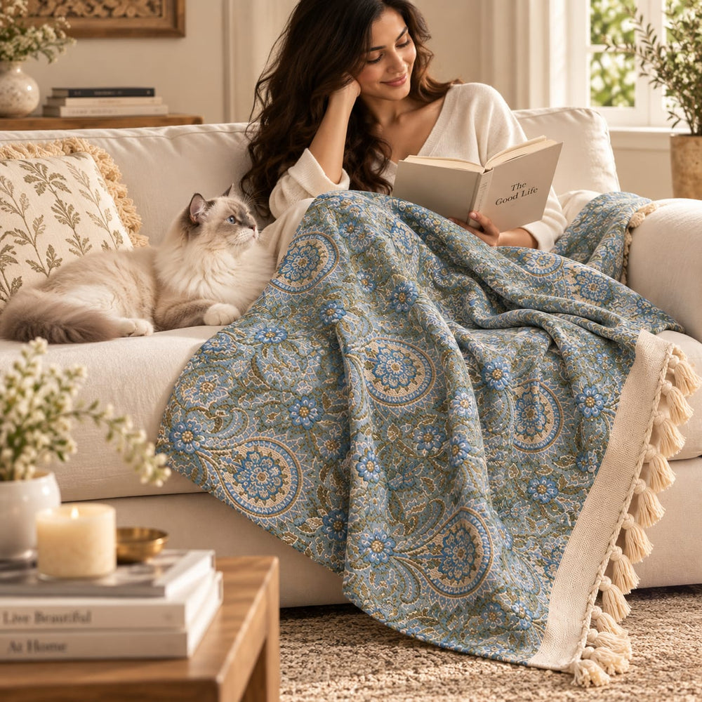 Azure Medallion Heritage Throw