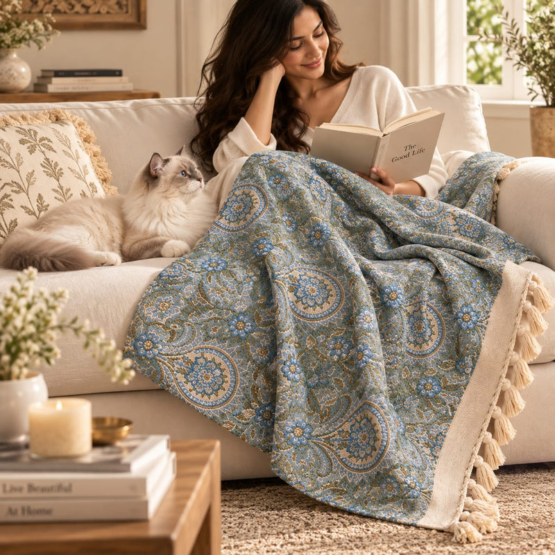 Azure Medallion Heritage Throw