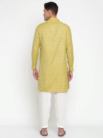 Lemon Cotton Linen Kurta Set