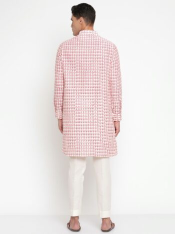 PINK Check Cotton Silk Kurta