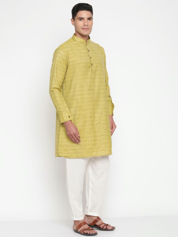 Lemon Cotton Linen Kurta Set