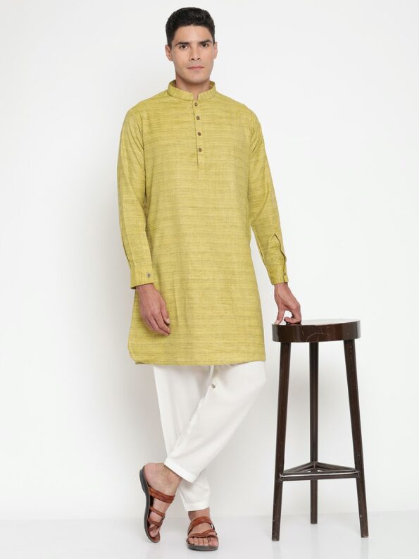 Lemon Cotton Linen Kurta Set