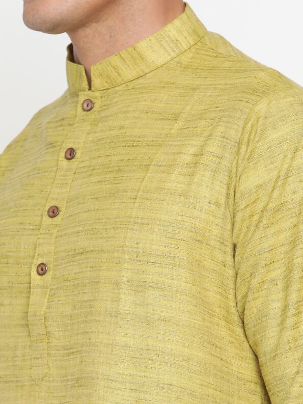 Lemon Cotton Linen Kurta Set