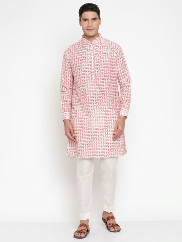 Monochrome cotton silk Blend Bandgala Set Kurta