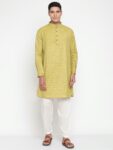 Lemon Cotton Linen Kurta Set