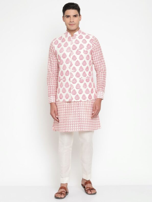 Monochrome cotton silk Blend Bandgala Set Kurta