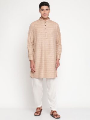 Men’s Beige Khadi Kurta (only) – Traditional Ethnic Wear for Festive & Casual Occasions