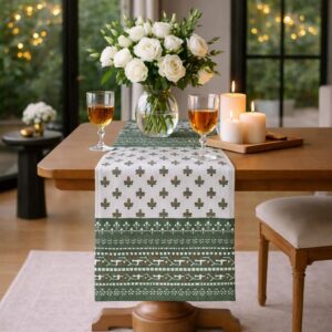Green Cotton Table Runner