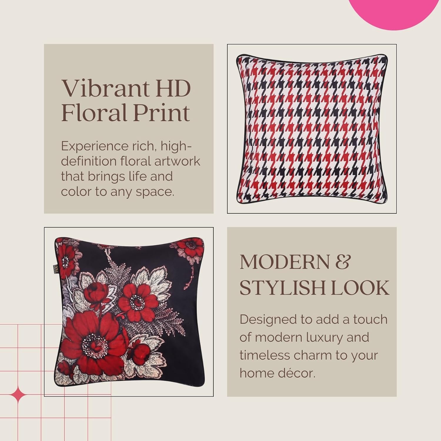 Premium Velvet Cushion Covers Set of 3 – Abstract Floral Square 16x16 Decorative Pillowcases - Image 6