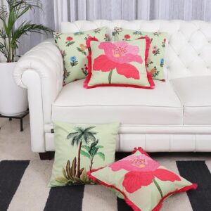 green palm pillow covers