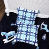 blue chex decorative cushions